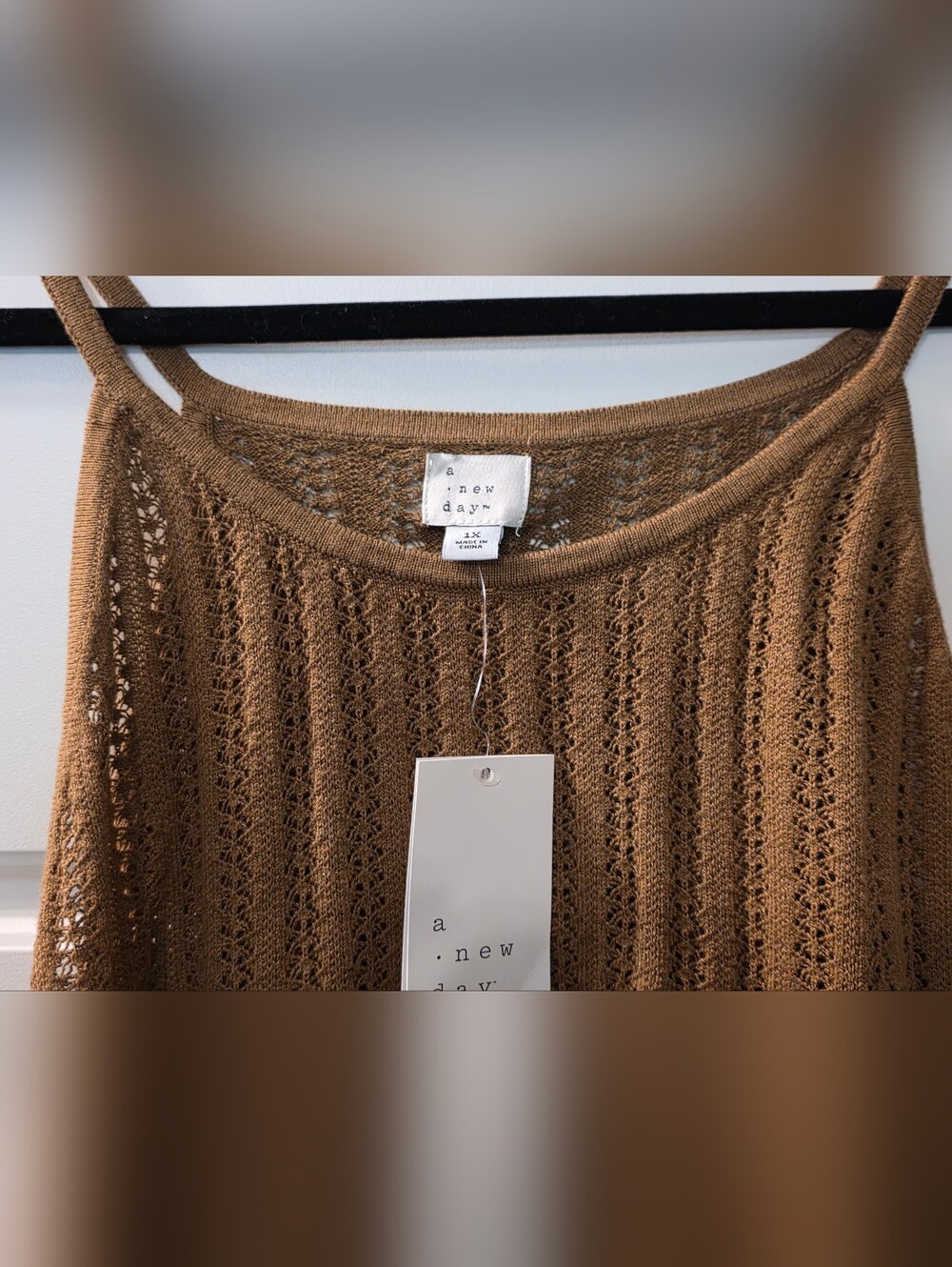 A New Day Brown Knit Cropped Tank 1X - Picture 2 of 4